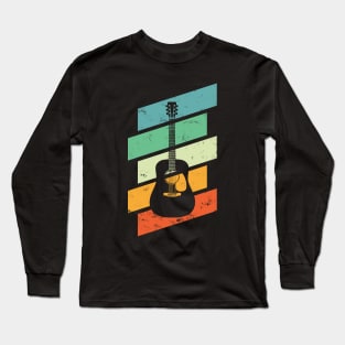 Vintage Style Dreadnought Style Acoustic Guitar Retro Colors Long Sleeve T-Shirt